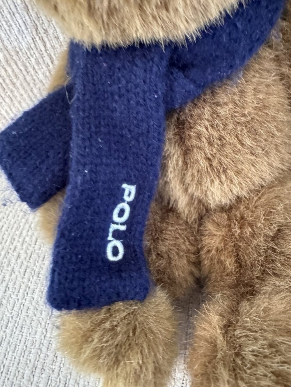 VTG Polo Ralph Lauren Teddy Bear 2001 Blue LOGO Scarf Plush Stuffed Animal - Picture 2 of 5